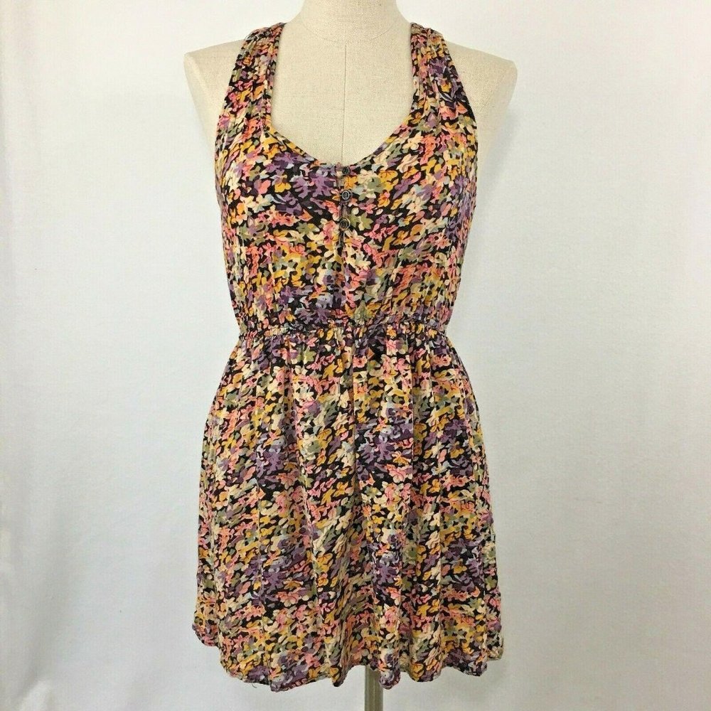 FIRE Los Angeles Womens Dress Summer Floral Mini Sundress M Button Fit Flare
